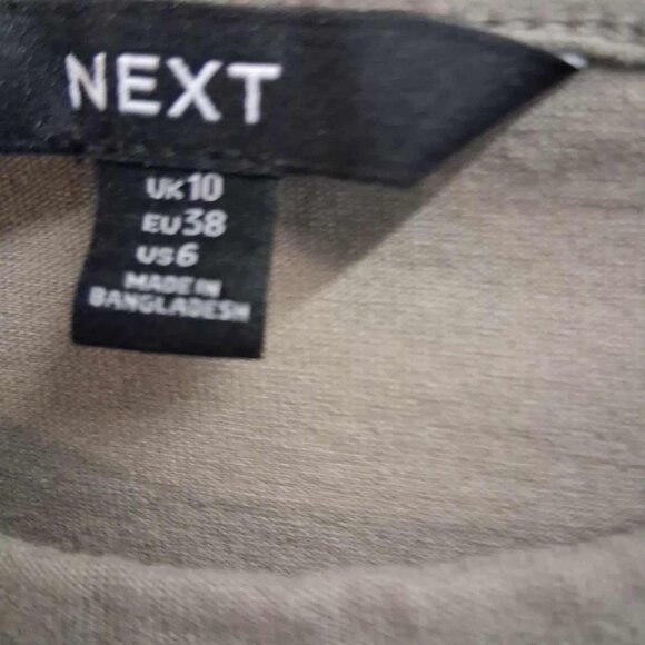 NEXT Brand Khaki Green Sparkle Sequin Stars 100% Cotton T-Shirt SIZE US 6 - Picture 4 of 10